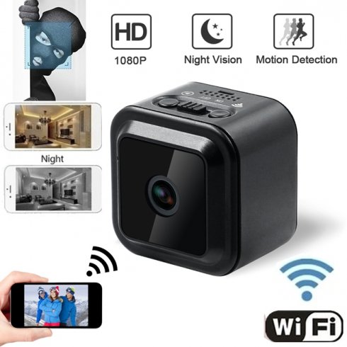 Mini caméra WiFi Full HD avec angle de 120 ° + LED IR ultra