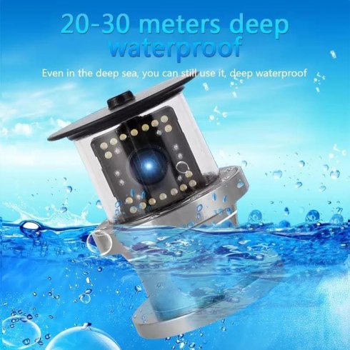 Fish finder (sonar) with 5 LCD + FULL HD zoom camera + LED + IR LED + IP68  protection + 20M cable