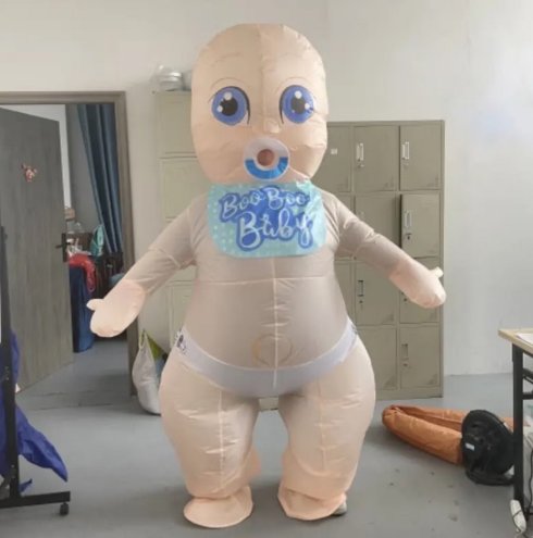 Traje inflável - Mascote infantil (recém-nascido) Menino com ventilador