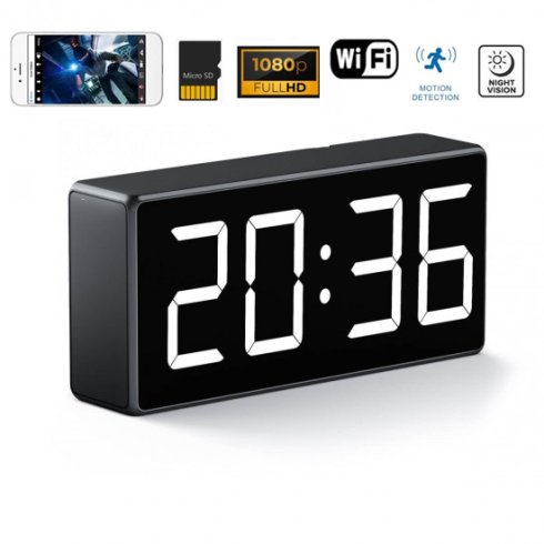 Alarm clock with camera digital - FULL HD hidden spy cam + Wifi + motion detection + night vision