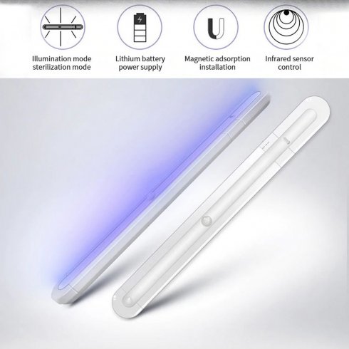UV-lichtreiniger met bewegingssensor - Witte LED + UVC-sterilisatie-LED