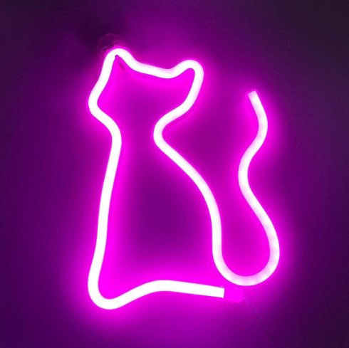 Logo Cat - LED šviečiantis neoninis ženklas kaip sienų apdaila