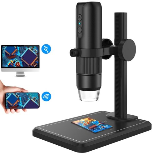 Microscope Wifi pour téléphone portable (iOS/Android) numérique avec lumière LED + grossissement 50-1000x