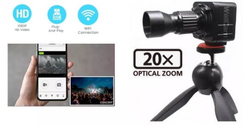 Mini caméra espion WiFi IP avec objectif télescopique ZOOM 20x