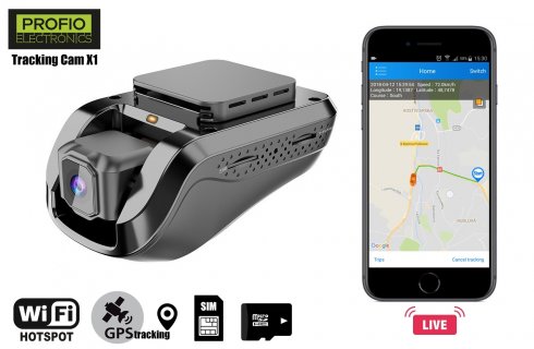 LIVE GPS ट्रैकिंग PROFIO ट्रैकिंग कैम X1 के साथ कार कैमरा - डुअल लेंस + 3G वाईफाई