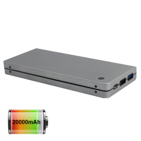 Pengisi daya portabel baterai ekstra tipis dengan kapasitas 20000mAh + 2x output USB hingga 2,4A