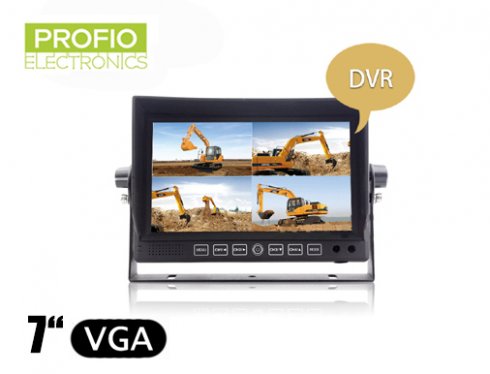DVR monitor LCD de 7 pulgadas con la posibilidad de conectar y grabar grabaciones de 4 cámaras