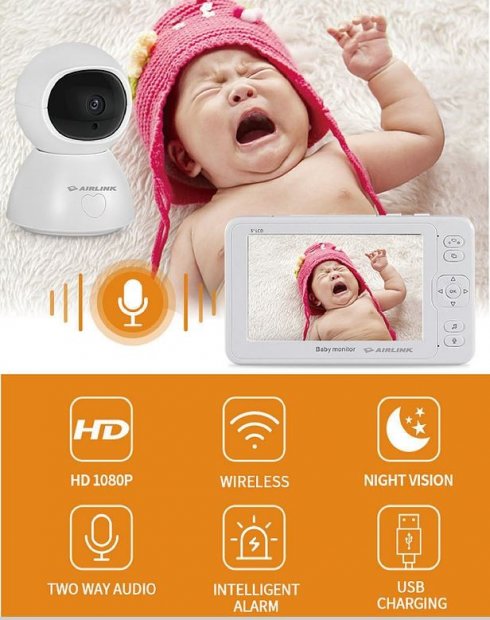 SET pa tel i kamerës së dados - LCD 4,3" + 1080p video monitor i kamerës për fëmijë me LED IR