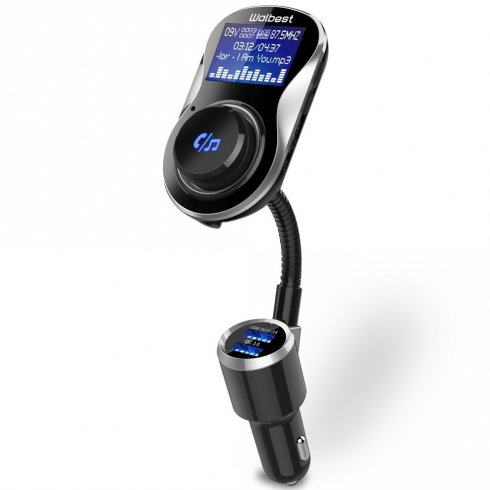 Transmetteur FM sans fil avec appel Bluetooth et décodeur MP3 / WMA + 2x  chargeur de voiture USB
