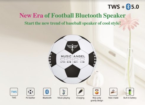 Portable bluetooth speaker for smartphone - soccer ball 2x3W