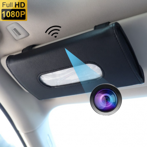 Porte mouchoir - caméra cachée espion dans voiture + WiFi + FULL