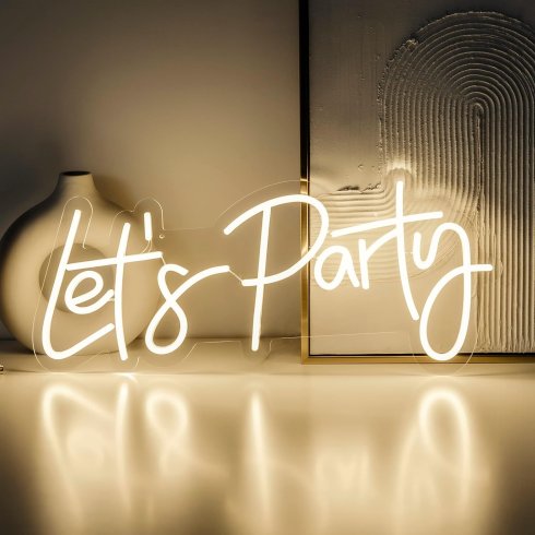 LETS PARTY - שלט פרסום אור לד - לוגו ניאון תלוי על הקיר