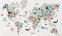 Harta lumii pentru copii - Harta de perete 2D din lemn ALBASTRU 100x60cm