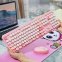 Wireless na keyboard at mouse set (Wifi) - Kulay pink + kulay na mga pindutan