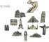 Светски споменици 15 парчиња - притисни иглички на дрвени карти