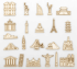 Mini monuments - accessories for a wooden wall map 22 pcs