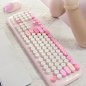 Set keyboard dan mouse WiFi nirkabel - Desain elegan dalam warna pink