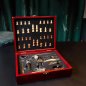 Chess set + wine accessories luxury gift pack (Deluxe chessboard wooden case kit)