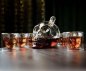 Juego de decantador de whisky de cristal con forma de calavera de 1000 ml con 6 vasos 3D de 75 ml