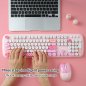 Conjunto de teclado y ratón inalámbricos WiFi: diseño elegante en color rosa