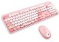 Set tastatura si mouse wireless (Wifi) - Culoare roz + butoane colorate