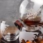 Globe decanter with ship - Whiskey carafe set with wooden stand + 4 glasses + 9 stones