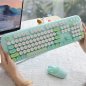 Wireless mouse and keyboard set Wifi - Stylish design Green color