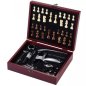 Coffret cadeau de luxe avec jeu d'échecs et accessoires pour le vin (kit de luxe avec échiquier et coffret en bois)