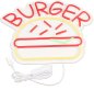 Burger - Logo e reklamës me shenjë neoni me dritë LED me dritë