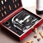 Chess set + wine accessories luxury gift pack (Deluxe chessboard wooden case kit)