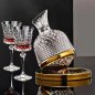 Red wine carafe - glass crystal carafe wine decanter luxury gift set with 2 glasses - Gold / Silver