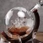 Globe decanter with ship - Whiskey carafe set with wooden stand + 4 glasses + 9 stones