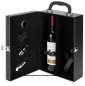 Cestas de regalo de vino - Caja de regalo de lujo (juego) con embalaje de cuero ecológico para vino para 2 botellas + accesorios