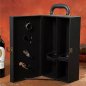 Caja regalo con vino - Set de lujo (estuches de vino) cestas eco piel para 2 botellas + accesorios