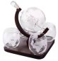 Globe decanter with ship - Whiskey carafe set with wooden stand + 4 glasses + 9 stones