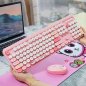 Wireless keyboard and mouse set (Wifi) - Pink color + colored buttons