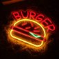 Burger - Logo pubblicitario illuminato a LED con insegna al neon