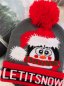 Knitted hat - christmas beanie with pom pom light up with LED - LET IT SNOW