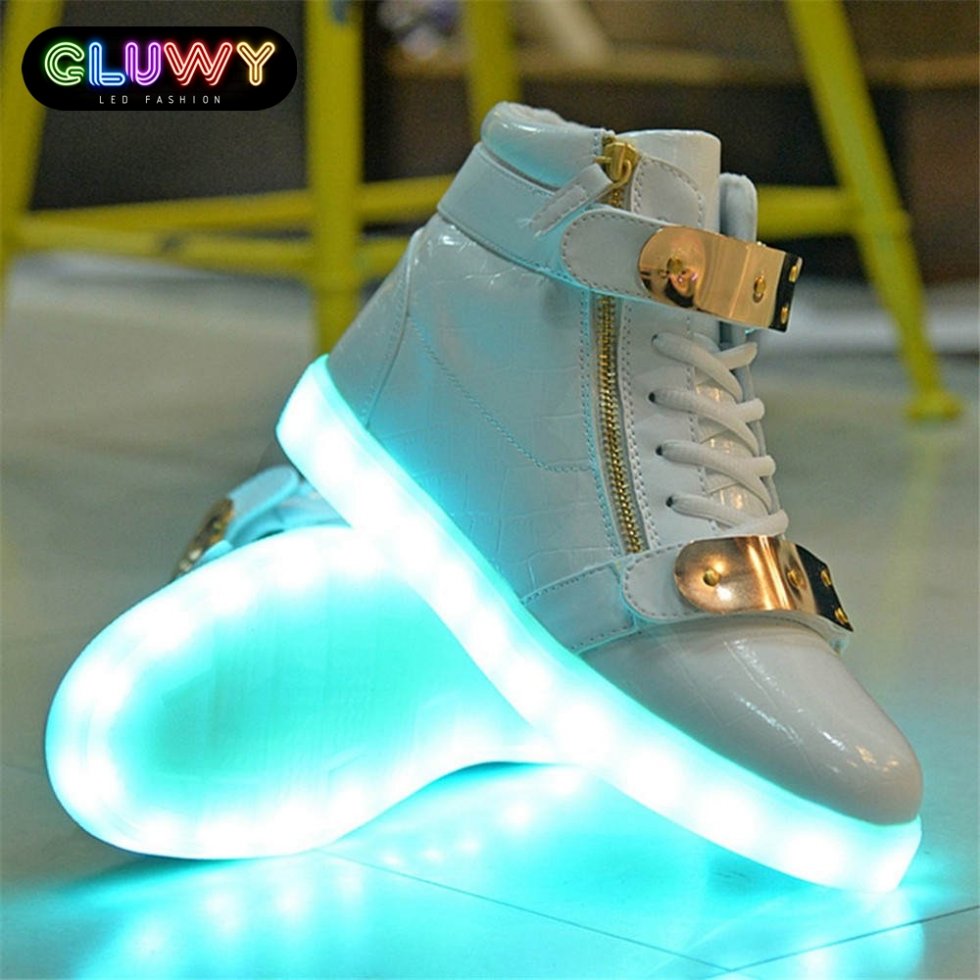 gold shoes with lights